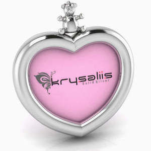 Krysaliis Teddy Heart Square 925 Sterling Silver Picture Frame
 Gift Boxed